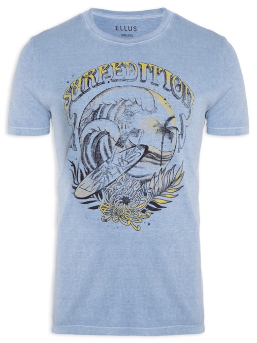 Camiseta Masculina Cotton Washed Surf Edition Classic Mc - Azul Camiseta Masculina Cotton Washed Surf Edition Classic Mc - Azul