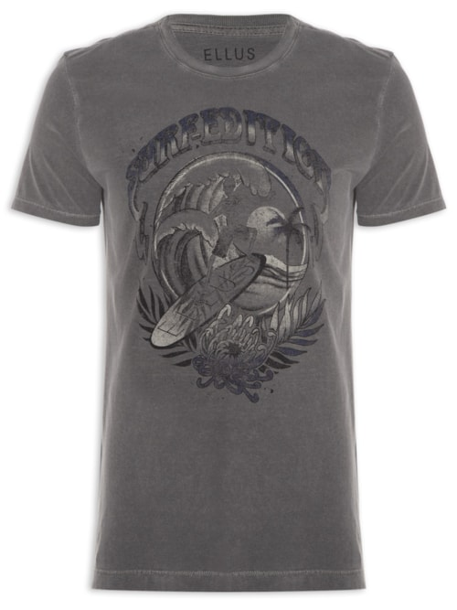 Camiseta Masculina Cotton Washed Surf Edition Classic Mc - Cinza Camiseta Masculina Cotton Washed Surf Edition Classic Mc - Cinza