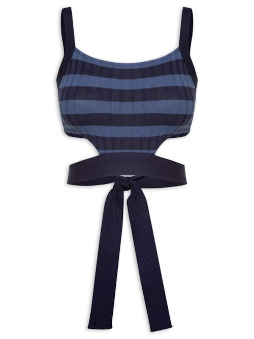 Blusa Tricot Abertura Lateral - Azul Blusa Tricot Abertura Lateral - Azul