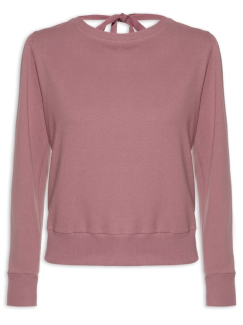 Blusa Moletom Abertura Costas - Rosa Blusa Moletom Abertura Costas - Rosa