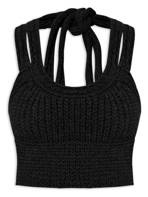 Top De Tricot Ponto Crochet - Preto Top De Tricot Ponto Crochet - Preto