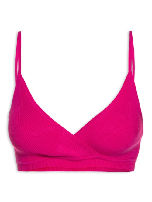Top De Tricot Transpassado - Rosa