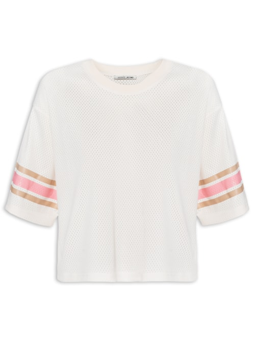 Blusa Feminina De Malha Esportiva Over Com Silk - Off White Blusa Feminina De Malha Esportiva Over Com Silk - Off White