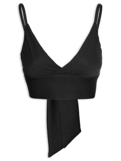 Top Cropped Decote Transpassado - Preto