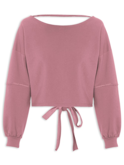 Blusa Moletom Costa Aberta Gola Canoa - Lilás