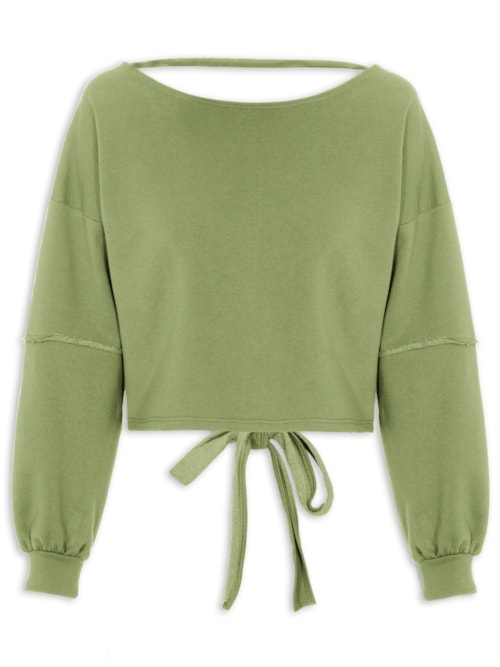 Blusa Moletom Costa Aberta Gola Canoa - Verde Blusa Moletom Costa Aberta Gola Canoa - Verde