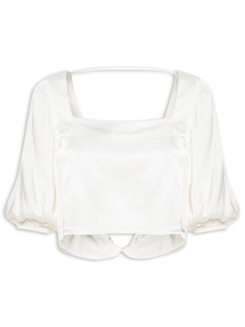 Blusa Feminina Manga Curta - Off White Blusa Feminina Manga Curta - Off White