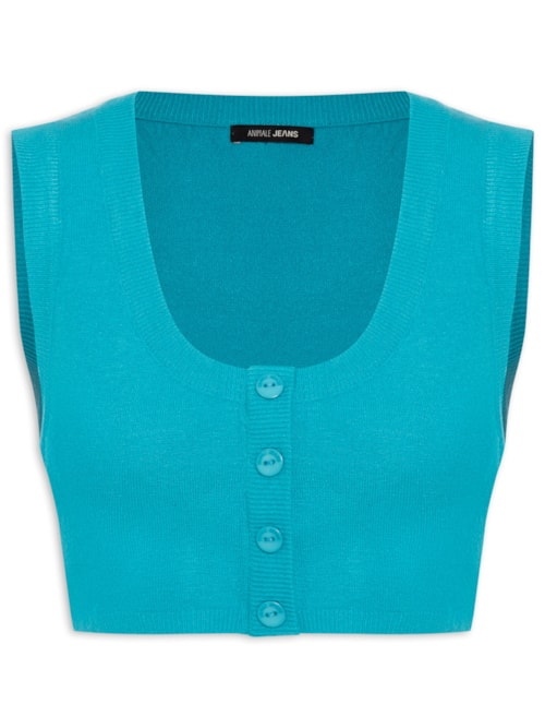 Top Tricot Botões - Azul Top Tricot Botões - Azul