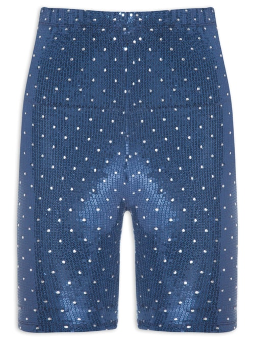 Short Biker Paetê Carnaval - Azul