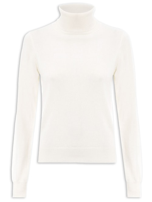 Blusa Feminina Gola Alta Puro Cashmere - Off White Blusa Feminina Gola Alta Puro Cashmere - Off White