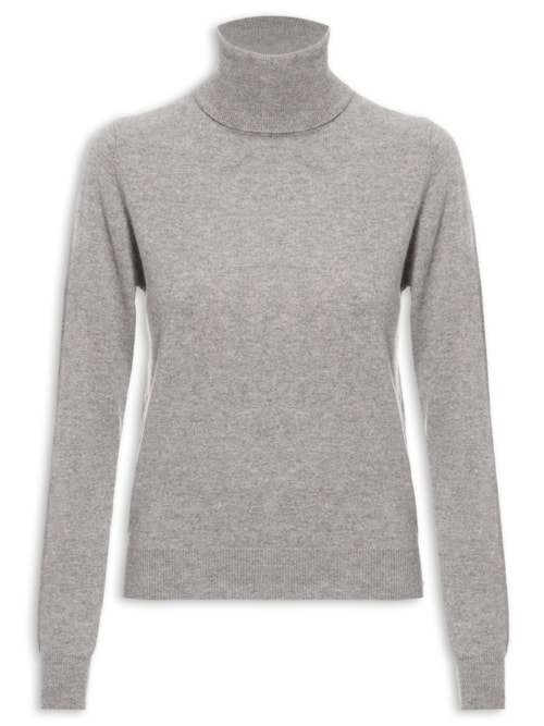 Blusa Feminina Gola Alta Puro Cashmere - Cinza Blusa Feminina Gola Alta Puro Cashmere - Cinza