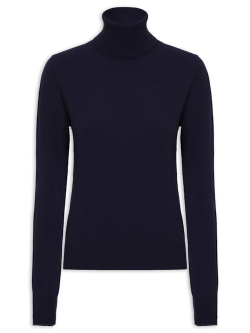 Blusa Feminina Gola Rolê Puro Cashmere - Azul Blusa Feminina Gola Rolê Puro Cashmere - Azul