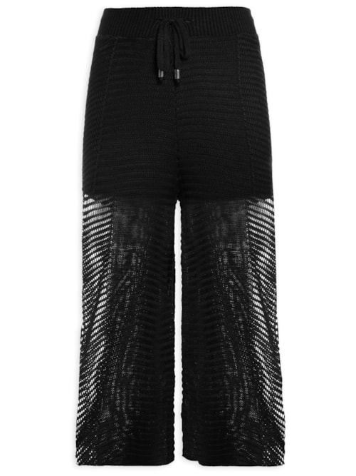 Calça Feminina Pantacourt Crochê - Preto