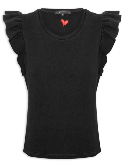 Blusa Feminina Heart Babados - Preto Blusa Feminina Heart Babados - Preto