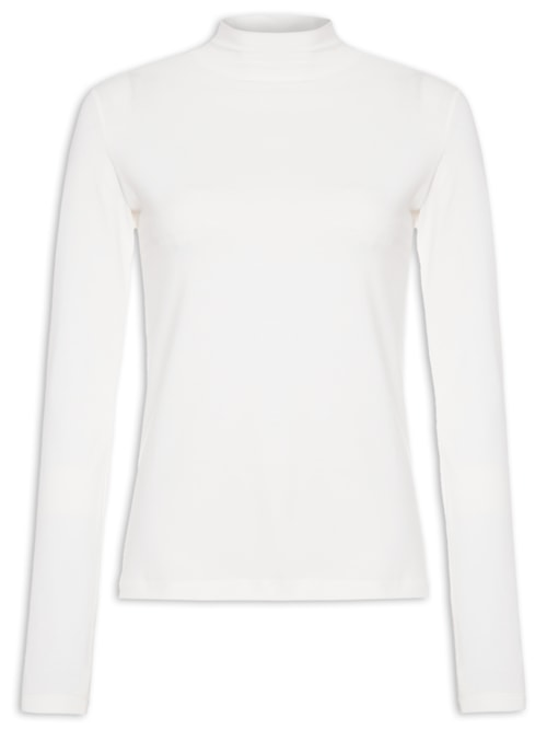 Blusa Feminina Todo Dia Manga Longa Gola Alta - Off White Blusa Feminina Todo Dia Manga Longa Gola Alta - Off White