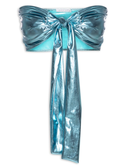 Top Amarração Malha Metálica - Azul Top Amarração Malha Metálica - Azul