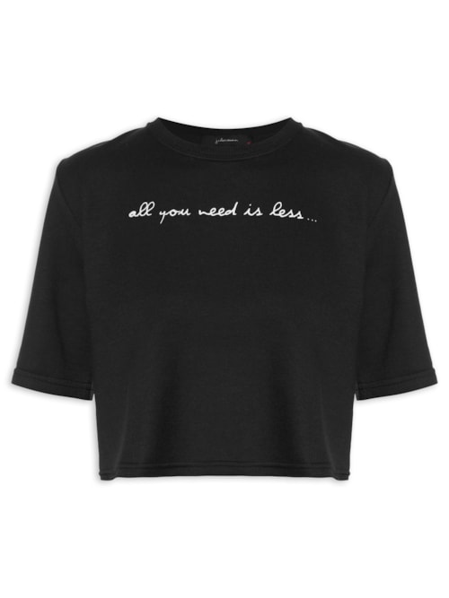 Blusa Feminina Cropped Moletom All You Need - Preto Blusa Feminina Cropped Moletom All You Need - Preto