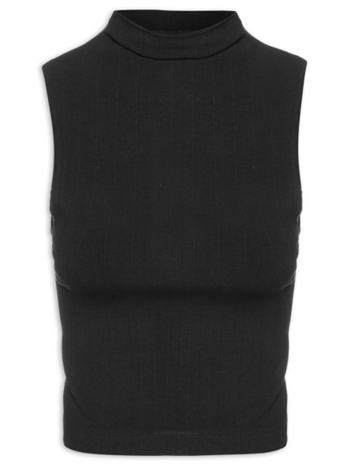 Blusa Feminina Cropped SM Gola Média - Preto Blusa Feminina Cropped SM Gola Média - Preto