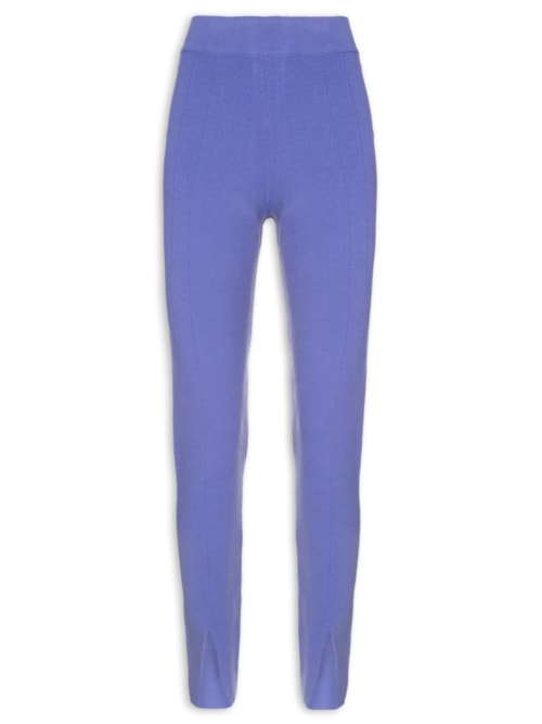 Calça Skinny Em Tricot Com Fenda Na Barra - Roxo