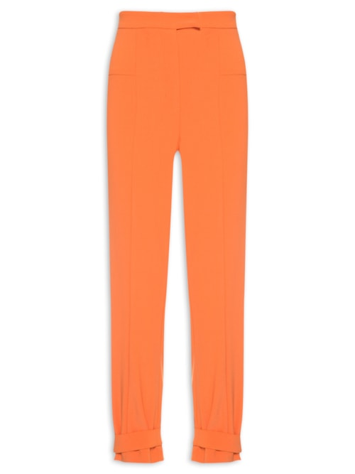 Calça Feminina Cintura Alta Baloon Em Crepe - Laranja