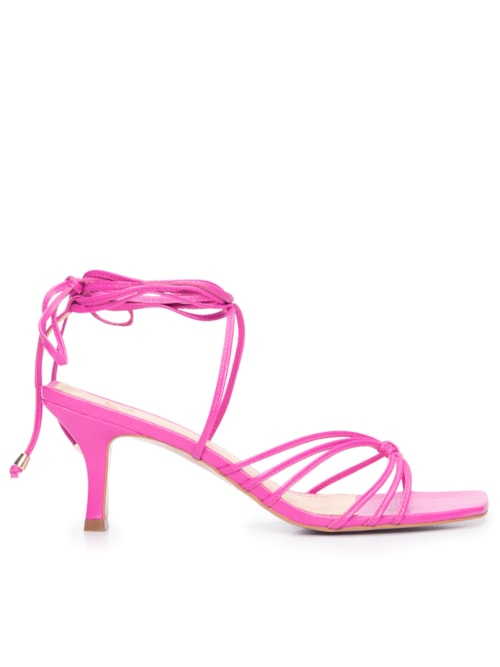 Sandália Feminina Salto Médio Amarração - Rosa Sandália Feminina Salto Médio Amarração - Rosa