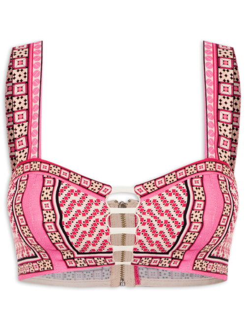 Top Linho Estampado - Rosa