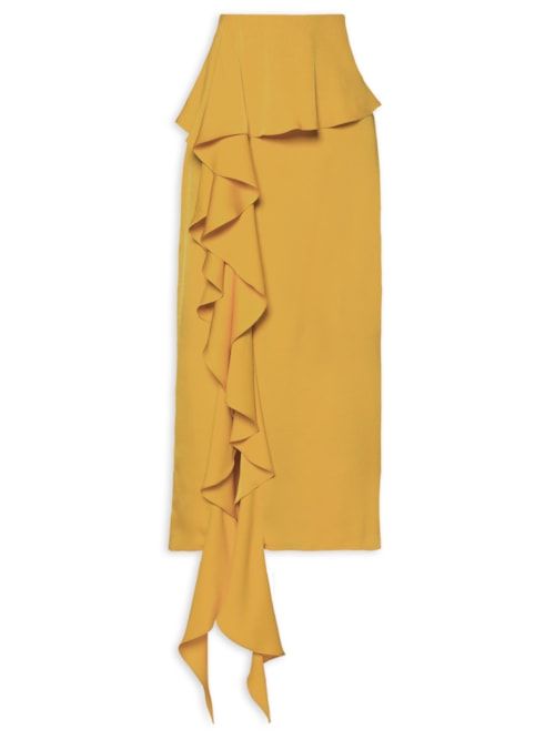 Saia Lápis Babado - Amarelo Saia Lápis Babado - Amarelo