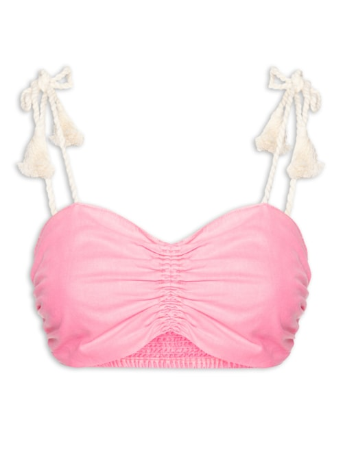 Top Sarja Alça Com Amarração - Rosa Top Sarja Alça Com Amarração - Rosa