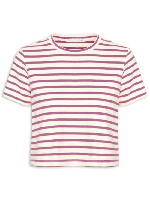 Camiseta Cropped Listrada Femnina - Lilás