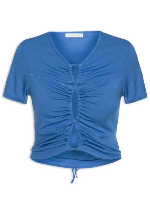 Blusa Malha Frente Roletê - Azul Blusa Malha Frente Roletê - Azul