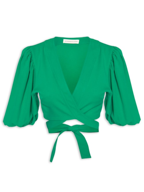Blusa Feminina Cropped Com Amarração - Verde Blusa Feminina Cropped Com Amarração - Verde