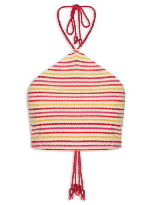 Top Cropped Tricot Color - Vermelho
