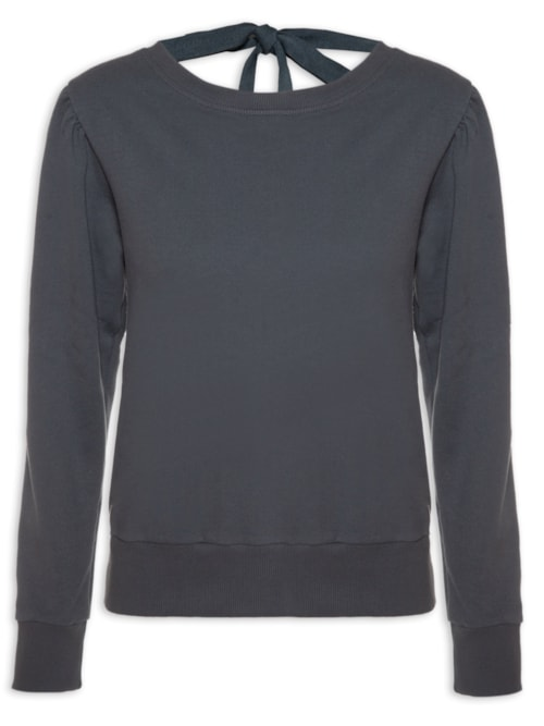 Blusa Moletom Abertura Costas - Cinza