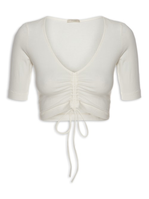 Blusa Feminina Franzidos - Off White Blusa Feminina Franzidos - Off White