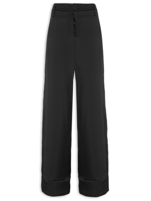 Calça Feminina Pantalona Cetim Fluid - Preto