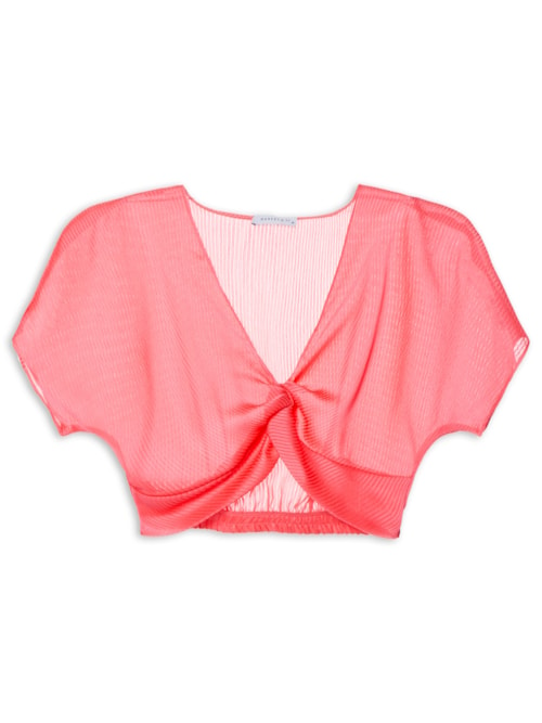 Blusa Cropped Decote Coração - Rosa Blusa Cropped Decote Coração - Rosa