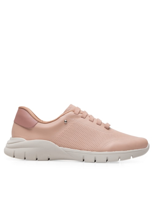 Tênis Feminino Couro Detalhe Laser - Rosa Tênis Feminino Couro Detalhe Laser - Rosa
