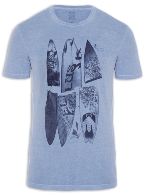 Camiseta Masculina Cotton Washed Surfboard Classic - Azul Camiseta Masculina Cotton Washed Surfboard Classic - Azul
