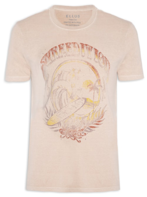 Camiseta Masculina Cotton Washed Surf Edition Classic Mc - Bege Camiseta Masculina Cotton Washed Surf Edition Classic Mc - Bege
