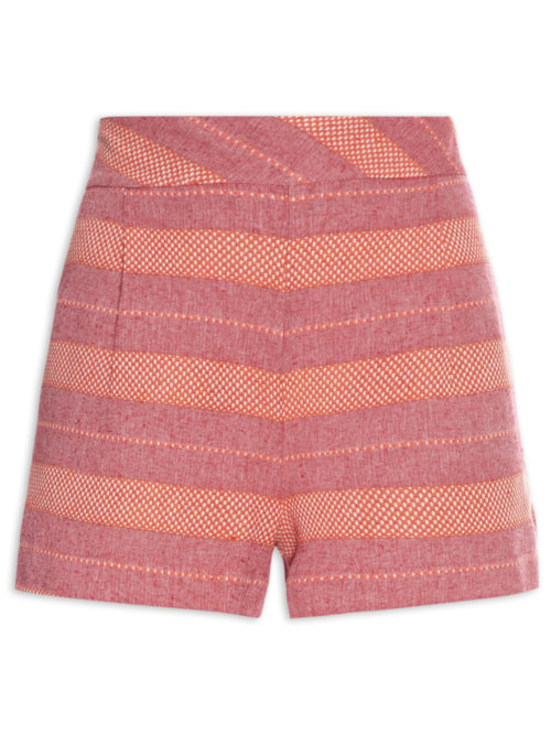 Short Feminino Maquinetado Listras - Vermelho