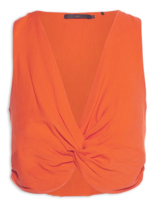 Regata Cropped Decote V Nó - Laranja