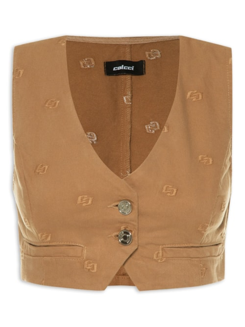Top Sarja Bordado - Marrom Top Sarja Bordado - Marrom