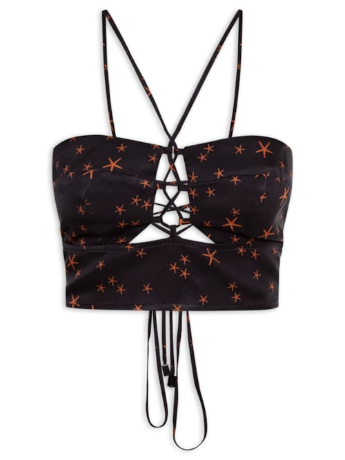 Top Estampado Estrelas - Preto Top Estampado Estrelas - Preto