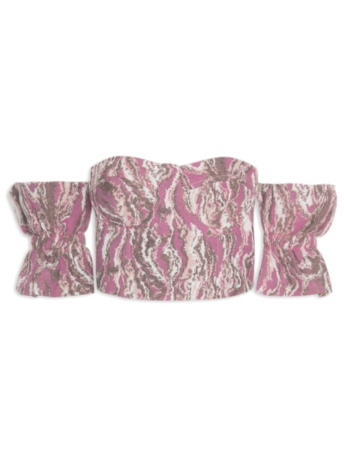 Top Manga Babado - Rosa Top Manga Babado - Rosa