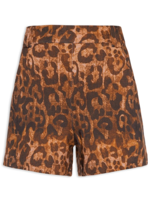 Short Feminino Moletom Est Onça Marrom - Animal Print