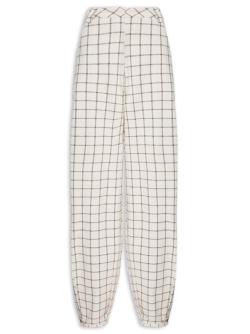 Calça Feminina Docas Xadrez - Off White
