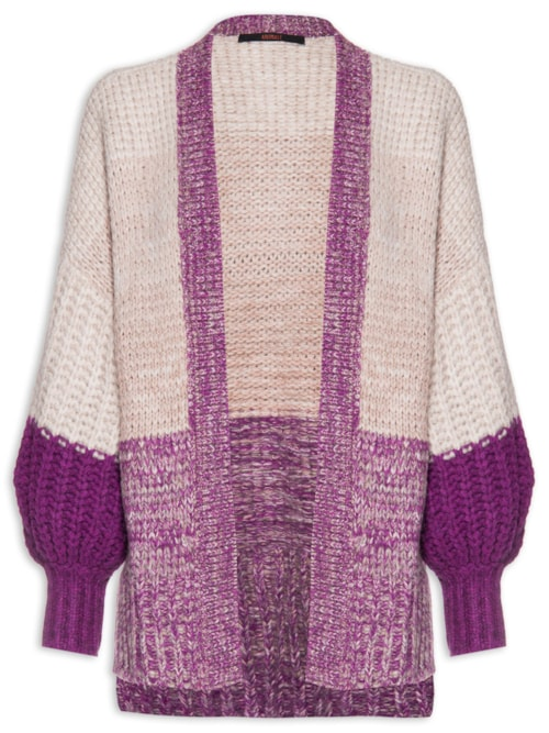 Cardigan Feminino Oversized Tricot Pesado - Roxo