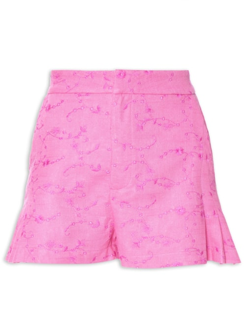 Short Feminino Alfaiataria Com Pregas - Rosa