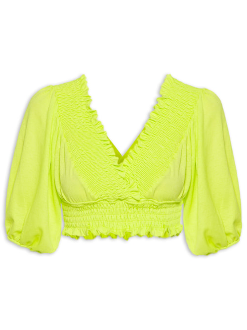 Blusa Cropped Com Lastex - Verde
