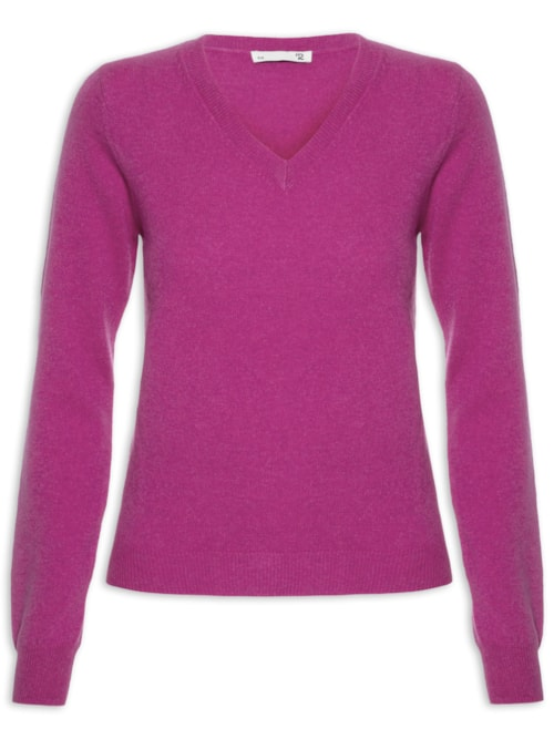 Suéter Feminino Puro Cashmere Gola V - Rosa Suéter Feminino Puro Cashmere Gola V - Rosa